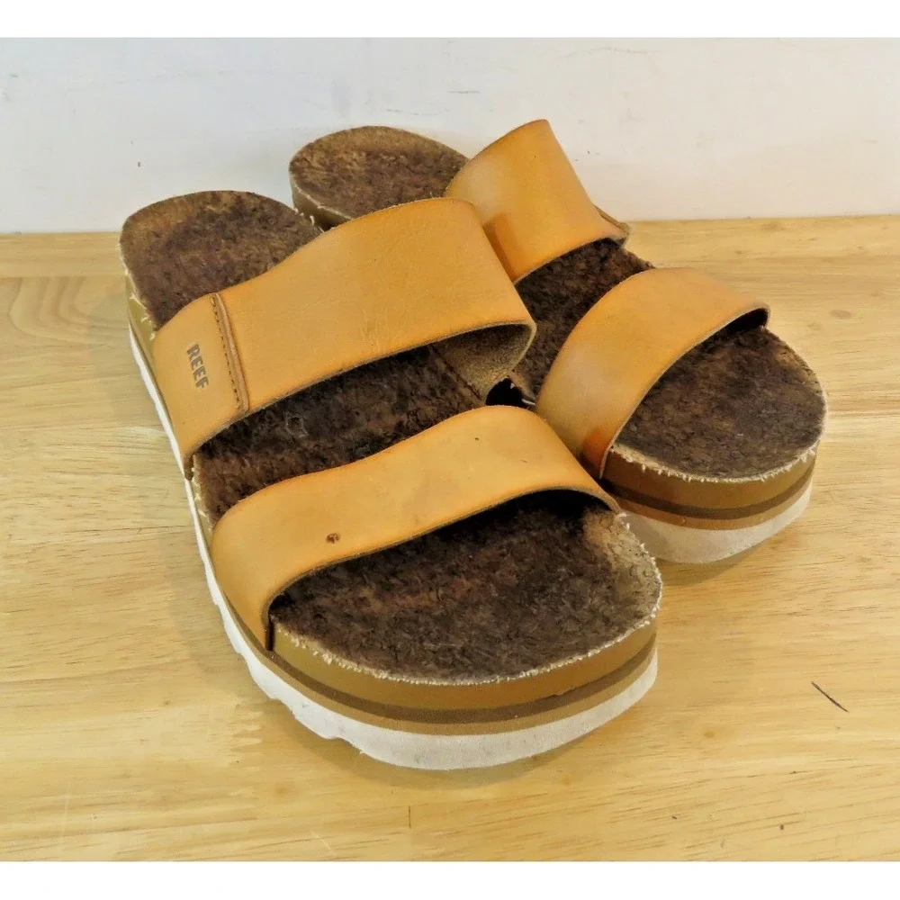 REEF Cushion Vista Hi Women's Sz 7.5M Sandals Cognac Camel Brown - Picture 1 of 12